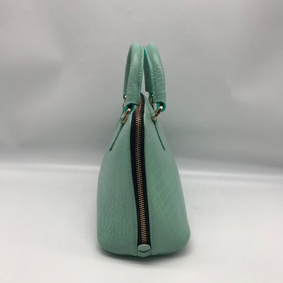 WKND WYFR  Aquamarine Croc Embossed Leather Convertible Satchel - Picture 3 of 11